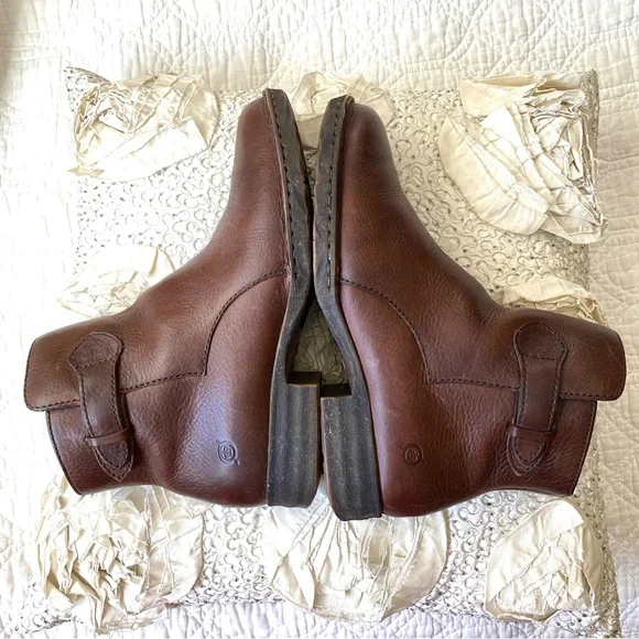 Born Brown Leather Ankle Boots Zip Up Sides Size 8 - Picture 12 of 16